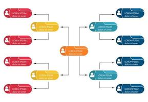 colorido concepto de estructura empresarial, esquema de organigrama corporativo con iconos de personas. ilustración vectorial vector