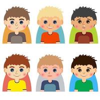 Vector man character avatars. Set of people icons with faces. Cartoon style faces avatars of man. Isolated vector characters.