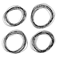 Set of four Sketch Hand drawn Ellipse Shapes. Abstract Pencil Scribble Drawing. Vector illustration.