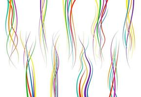 Set of abstract color curved lines. Wave design element. Vector illustration.