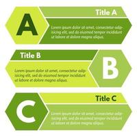 Set of three horizontal greenl options banners. Step by step infographic design template. Vector illustration