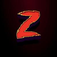 Horror style 3d illustration of letter z vector