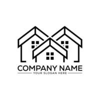 Simple House Logo Vector Illustration Black And White.
