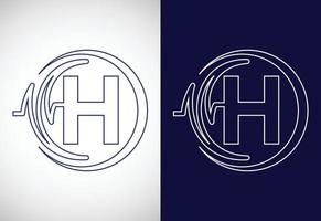 alfabeto h inicial con pulso de salud. diseño de logotipo de latido del corazón de arte lineal. logotipo para negocios médicos o de salud vector