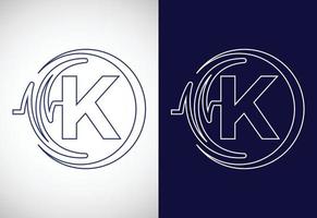 Initial K alphabet with health pulse. Line art heartbeat logo design. Logo for medical or health business vector