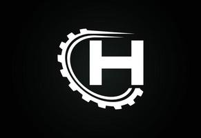 Initial H alphabet with a gear. Gear engineer logo design. Logo for automotive, mechanical, technology, setting, repair business, and company identity vector