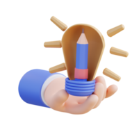 3D illustration holding an idea lamp png