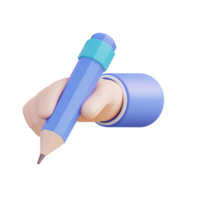 3D-Darstellung des Schreibens von Hand und Bleistift png