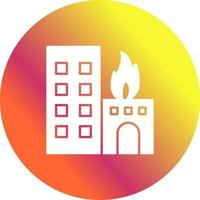 icono de vector de edificio en llamas único