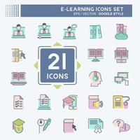 Icon Set E-Learning. related to Education symbol. doodle style. simple design editable. simple illustration vector