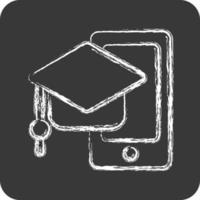 Icon Mobile Learning. related to Education symbol. chalk style. simple design editable. simple illustration vector