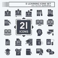 Icon Set E-Learning. related to Education symbol. glyph style. simple design editable. simple illustration vector