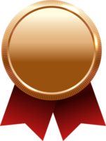 medalla de bronce con cinta roja. campeón y ganador premia la medalla deportiva. png