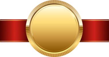 gouden medaille met rood lint .kampioen en winnaar prijzen sport- medaille . png