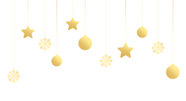 Gold Christmas ornament hanging on a rope, Christmas ball .star .snow png