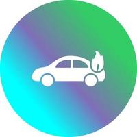 coche único en icono de vector de fuego