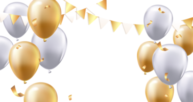 Balão de hélio de decoração de festa realista 3d com confete png