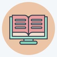 Icon Online Reading. related to Education symbol. color mate style. simple design editable. simple illustration vector