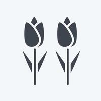 tulipanes de icono. relacionado con el símbolo del medio ambiente. estilo de glifo. ilustración sencilla. conservación. tierra. limpio vector