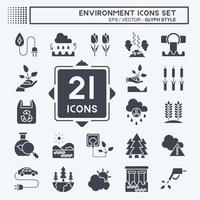 Icon Set Environment. related to Environment symbol. glyph style. simple illustration. conservation. earth. clean vector