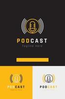 Set of podcast microphone logo vector design template with different color styles