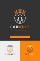 Set of podcast microphone logo vector design template with different color styles