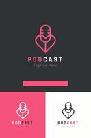 conjunto de plantilla de diseño de vector de logotipo de micrófono de podcast de amor y amor con diferentes estilos de color