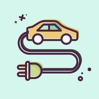 icono de coche eléctrico. relacionado con el símbolo del medio ambiente. estilo mbe. ilustración sencilla. conservación. tierra. limpio vector