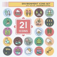 Icon Set Environment. related to Environment symbol. color mate style. simple illustration. conservation. earth. clean vector