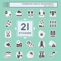 Sticker line cut Set Environment. related to Environment symbol. simple illustration. conservation. earth. clean vector