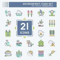 Icon Set Environment. related to Environment symbol. doodle style. simple illustration. conservation. earth. clean