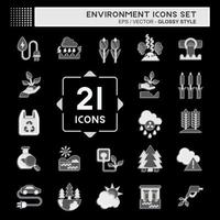 Icon Set Environment. related to Environment symbol. Glossy Style. simple illustration. conservation. earth. clean vector