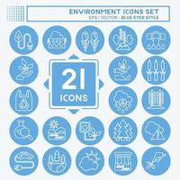 Icon Set Environment. related to Environment symbol. blue eyes style. simple illustration. conservation. earth. clean