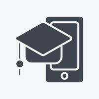 Icon Mobile Learning. related to Education symbol. glyph style. simple design editable. simple illustration vector