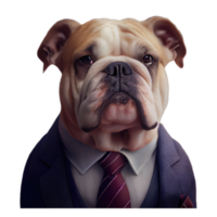 portrait d'un bouledogue vêtu d'un costume formel png