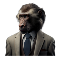 Portrait of a Baboon dressed in a formal business suit png