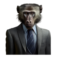 Portrait of a Baboon dressed in a formal business suit png