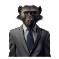 Portrait of a Baboon dressed in a formal business suit png