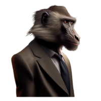 Portrait of a Baboon dressed in a formal business suit png