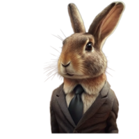 portrait d'un lapin vêtu d'un costume formel png