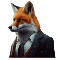 Portrait of a fox dressed in a formal business suit png