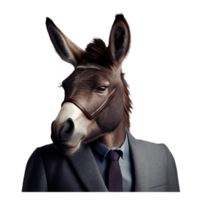 Portrait of a donkey dressed in a formal business suit png