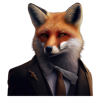 Portrait of a fox dressed in a formal business suit png