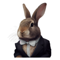 portrait d'un lapin vêtu d'un costume formel png