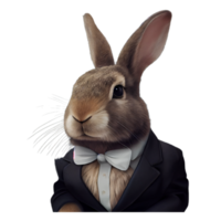 retrato de un conejo vestido con un traje de negocios formal png