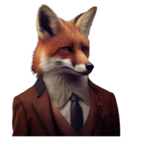 Portrait of a fox dressed in a formal business suit png