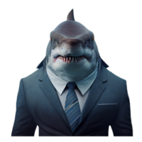 portret van een haai gekleed in een formeel bedrijf pak png