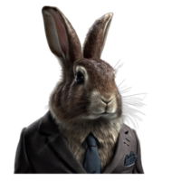 portrait d'un lapin vêtu d'un costume formel png