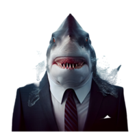 Portrait of a shark dressed in a formal business suit png