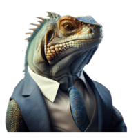 ritratto di un' iguana vestito nel un' formale attività commerciale completo da uomo png